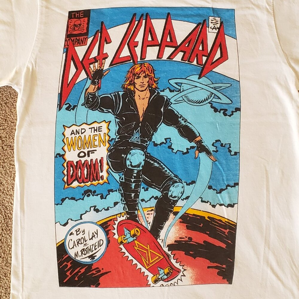 Def Leppard double-sided Hysteria comic tour band graphic tee - Picture 2 of 6